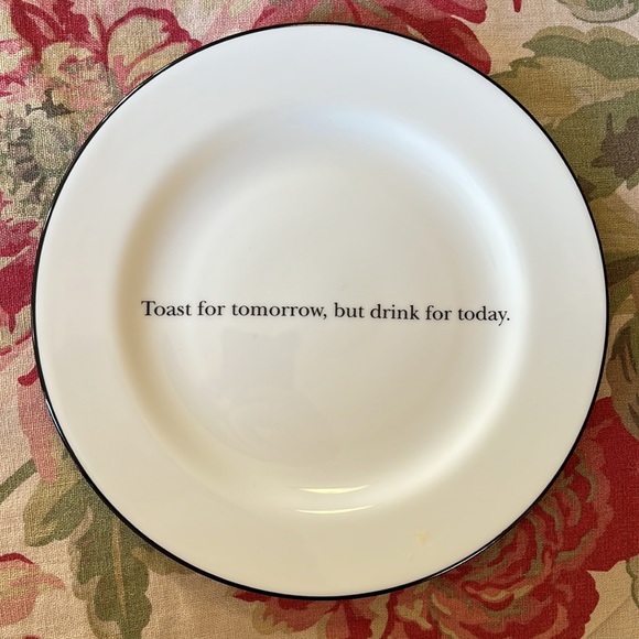 POTTERY BARN Cocktail Plate Set-of-4 White Porcelain Black "Cocktail Quotations" - Picture 9 of 15